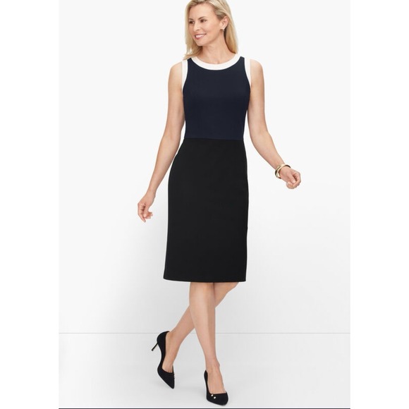 NWT Talbots Dress 12 Petite Italian Luxe Knit Sheath Midi Sleeveless Old Money‎ - Picture 1 of 14